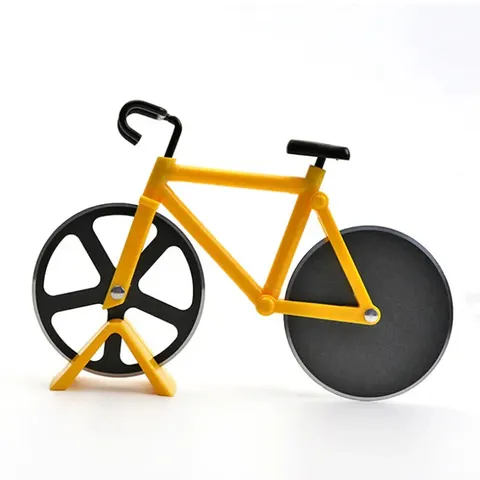 Tagliapizza per Bici Creativo in Acciaio Inossidabile Ruota Girevole Tagliapizza Strumento di Cottura da Cucina Moderno