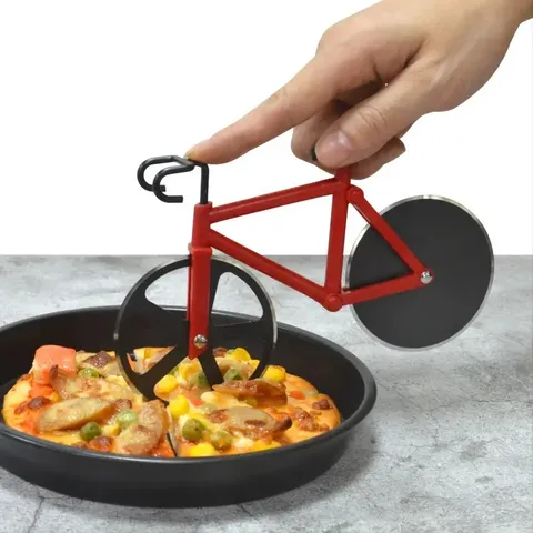 Tagliapizza per Bici Creativo in Acciaio Inossidabile Ruota Girevole Tagliapizza Strumento di Cottura da Cucina Moderno