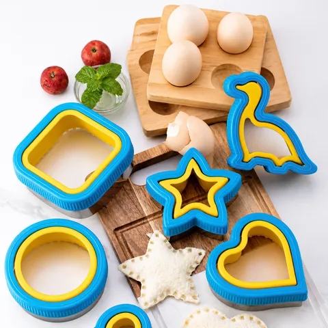 Stainless Steel Cookie Cutter Set Biscuit Molds With Plastic Press Handle Heart Star Square Round Baking Tools