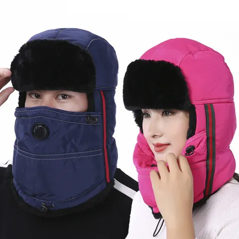 Winter Verdickte Fleece Bombermütze Winddicht Ohrenschutz Radfahren Trapper Mütze Warme Ushanka Skikappe Für Männer Frauen Kinder