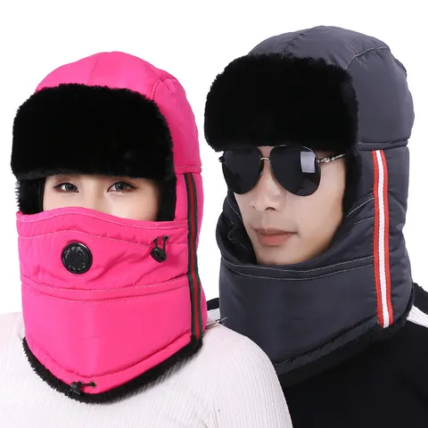 Winter Verdickte Fleece Bombermütze Winddicht Ohrenschutz Radfahren Trapper Mütze Warme Ushanka Skikappe Für Männer Frauen Kinder