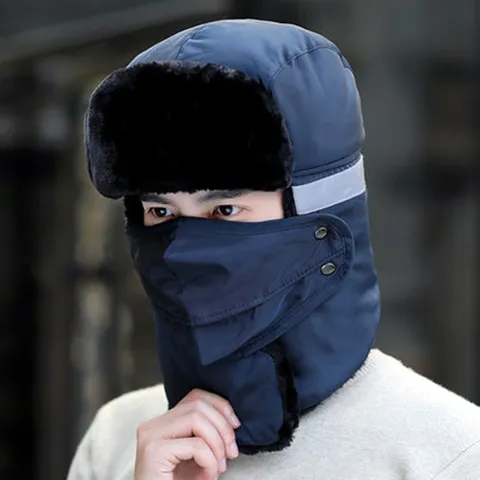 Winter Warm Trapper Hat Windproof Bomber Hat With Ear Flaps Face Mask Thermal Ushanka Hat For Men Women Outdoor Riding