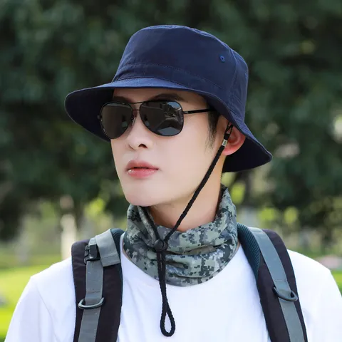 Unisex Baumwolle Fischerhut Sommer Outdoor Sonnenschutz Reise Wandern Fisherman Cap Lässig Einfarbig Atmungsaktiv Sonnenhut