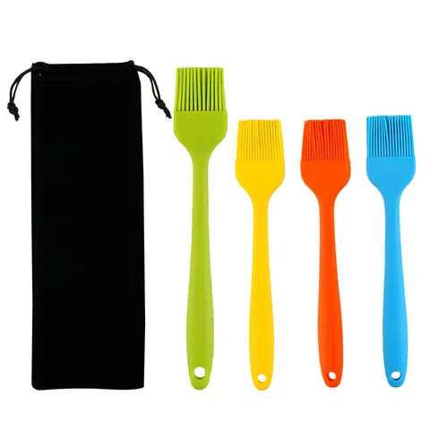Silicone BBQ Basting Brush Set Pastry Oil Brushes with Storage Bag for Kitchen Baking and Cooking Outdoor Grilling
