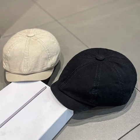 Gorra Newsboy Vintage de Mezcla de Algodón Unisex Boina Octogonal Retro Sombrero de Pintor Británico Sombrero de Ala Corta Color Sólido