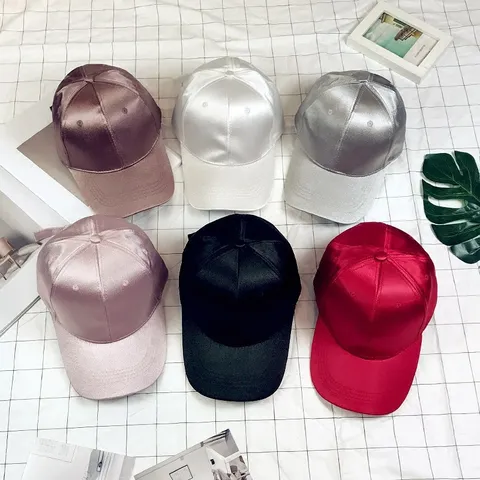 Women Summer Korean Style Satin Solid Color Baseball Cap Adjustable Sun Protection Duck Tongue Cap Outdoor Fashion Hat