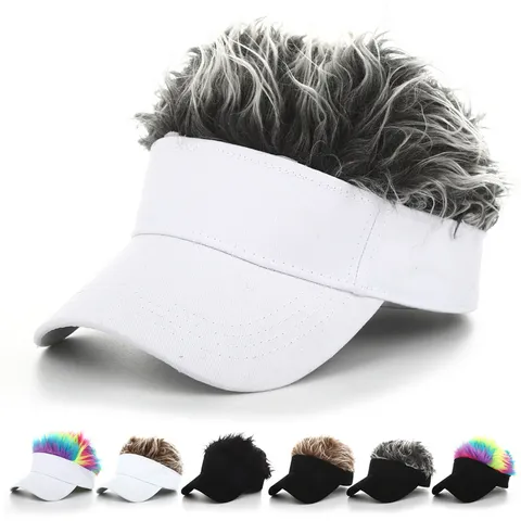 Funny Wig Baseball Cap Men Women Novelty Hair Sun Hat Outdoor Casual Adjustable Hip Hop Cap Hair Piece Hat