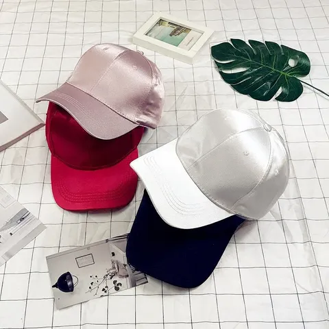 Women Summer Korean Style Satin Solid Color Baseball Cap Adjustable Sun Protection Duck Tongue Cap Outdoor Fashion Hat