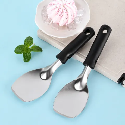 Stainless Steel Ice Cream Scoop Serrated Spatula Kitchen Cooking Tool For Home And Commercial Baking