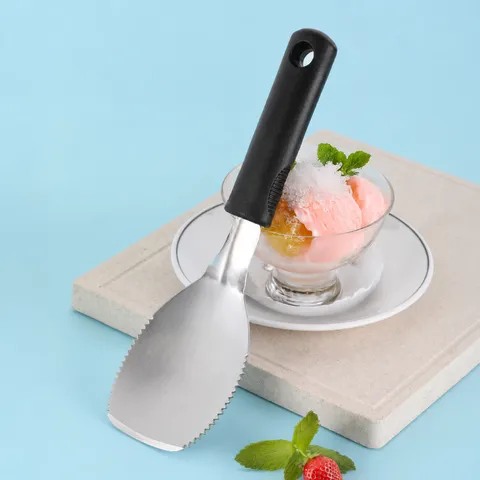 Stainless Steel Ice Cream Scoop Serrated Spatula Kitchen Cooking Tool For Home And Commercial Baking