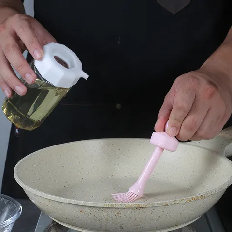 Keuken Glas Olie Fles Borstel Oliedispenser Druk Type Kwantitatieve Olie Pot Voor Koken Bakken Barbecue