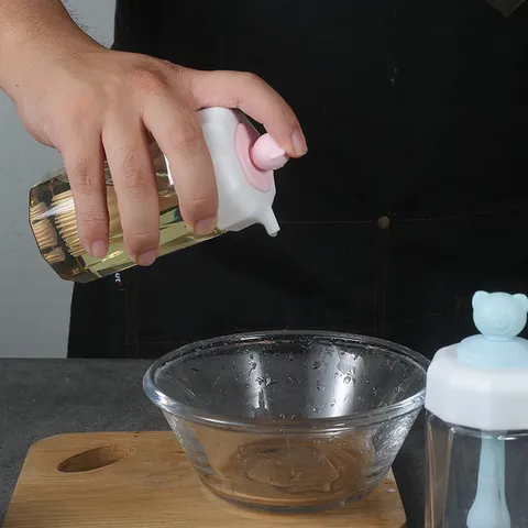 Keuken Glas Olie Fles Borstel Oliedispenser Druk Type Kwantitatieve Olie Pot Voor Koken Bakken Barbecue