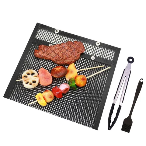 Non Stick Mesh Grilling Bag Heat Resistant PTFE BBQ Grill Mat Reusable Outdoor Barbecue Cooking Tool Mesh Pouch