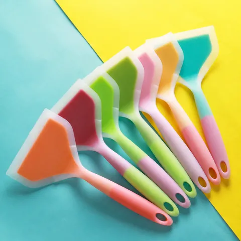 Silicone Spatula Non Stick Heat Resistant Wide Cooking Shovel For Baking Tamagoyaki Kitchen Utensils Multi Color