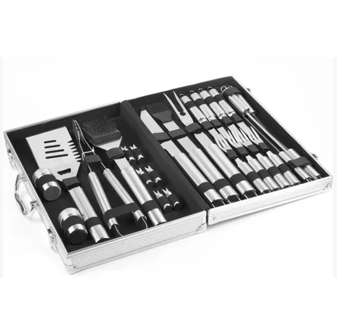 Stainless Steel BBQ Grilling Tool Set Portable Aluminum Storage Case Outdoor Barbecue Accessories Grill Utensils Kit