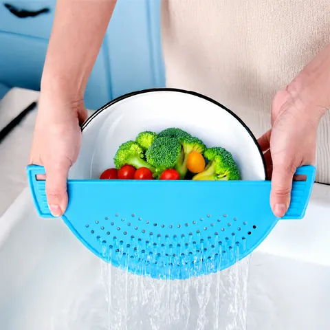 Kitchen Pot Edge Drainer Silicone Vegetable Colander Food Strainer Water Filter Kitchen Cooking Gadget