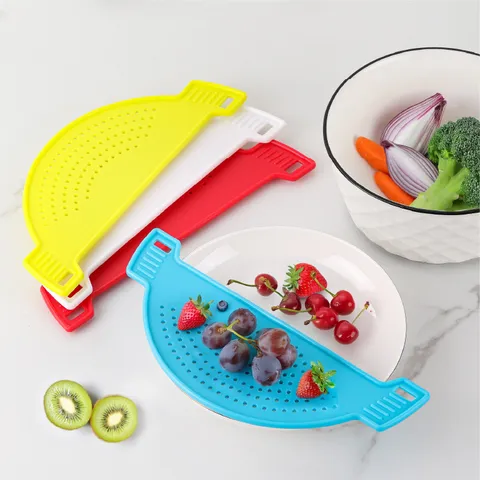 Kitchen Pot Edge Drainer Silicone Vegetable Colander Food Strainer Water Filter Kitchen Cooking Gadget
