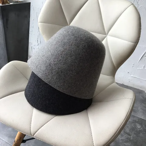 Sombrero de Pescador de Lana para Mujer Otoño Invierno Estilo Hepburn Casual Color Sólido Cálido Gorro de Pescador Fedora Simple