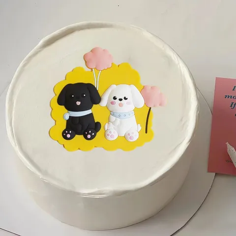 Cute Cartoon Puppy Dog Cake Topper Soft Rubber Stars Clouds Birthday Cake Decoration Ornament For Kids Party Baking Supplies