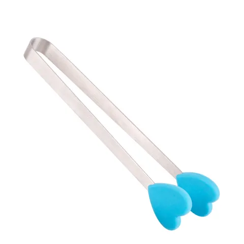 Creative Stainless Steel Mini Food Tongs Cute Heart Silicone Ice Tongs Kitchen Gadgets Sugar Tongs Dessert Clip