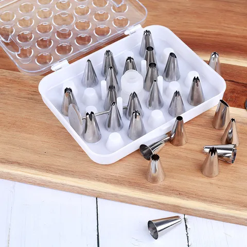 Stainless Steel Piping Tips Cake Decorating Kit Transparent Storage Pastry Nozzles Professional Baking Tools