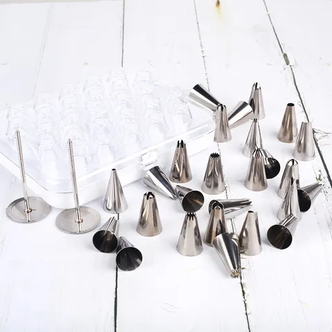 Stainless Steel Piping Tips Cake Decorating Kit Transparent Storage Pastry Nozzles Professional Baking Tools
