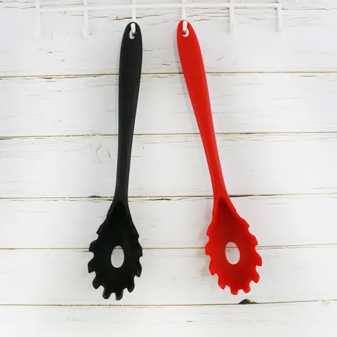 Silicone Noodle Ladle Heat Resistant Pasta Spoon Kitchen Cooking Utensil With Hanging Hole For Home Cooking