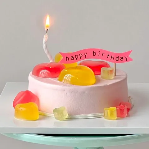 Korean Ins Style Cake Topper Birthday Decoration Pom Pom Banner Flags Colorful Macaron Cake Decorative Plugins For Party Supplies Wedding Birthday Party Event Accessories