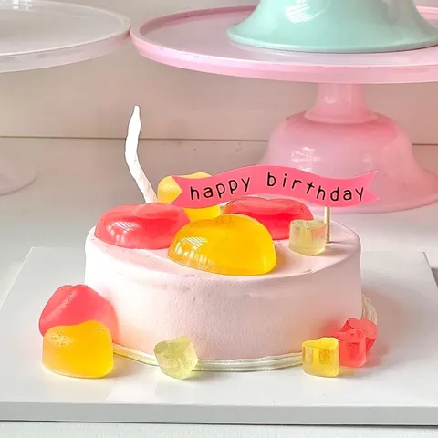 Korean Ins Style Cake Topper Birthday Decoration Pom Pom Banner Flags Colorful Macaron Cake Decorative Plugins For Party Supplies Wedding Birthday Party Event Accessories