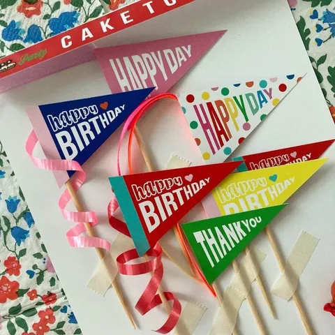 Μινιμαλιστικό Πολύχρωμο Τρίγωνο Γενέθλια Cake Topper Set Διακόσμηση Πάρτι