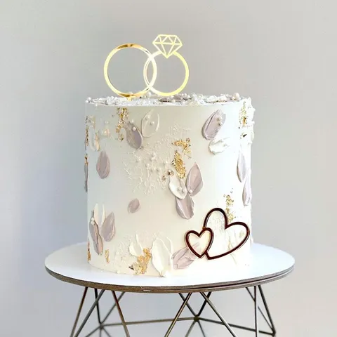 Cake Topper Anello in Acrilico Forma Diamante Effetto Specchio Decorazione per Proposta Matrimonio Fidanzamento Festa