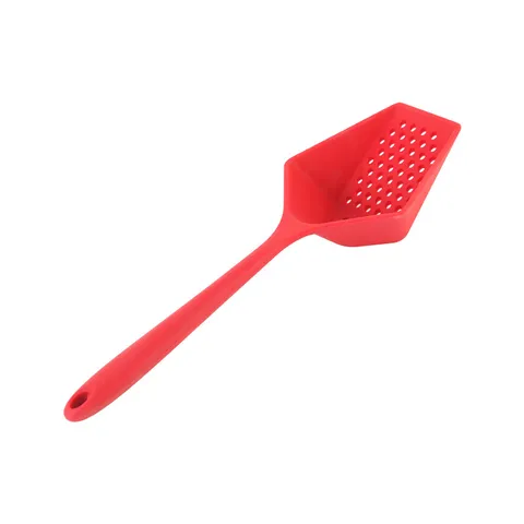 Silicone Kitchen Colander Oil Filter Spoon Multifunctional Drainage Basket Food Grade Kitchen Tool Red Black Orange