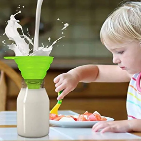 Embudo Plegable de Silicona de Grado Alimentario Resistente al Calor Telescópico Embudo de Aceite de Cocina Portátil
