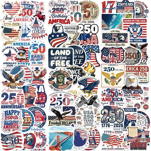 Amerikaanse Tweehonderdvijftigste Verjaardag Decoratieve Stickers Waterdichte DIY Vinyl Decals Voor Laptop Bagage Telefoon