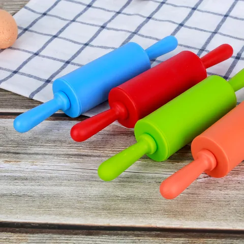 Rouleau à Pâtisserie en Silicone Antiadhésif Rouleau à Pâte Avec Poignée en Plastique Pour Cuisson Pâtisserie Cuisine Outils