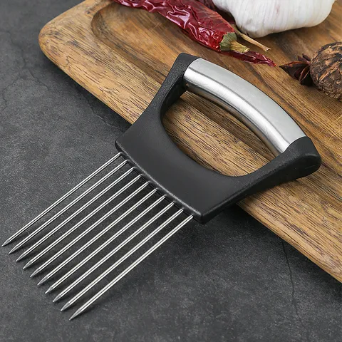Supporto per Cipolla in Acciaio Inossidabile Saffettatrice Taglia Alimenti Ago Inteneritore per Carne Utensile da Cucina