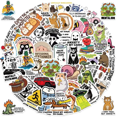 Waterproof PVC Humorous Meme Stickers Cute Animal Graphic Decals For Phone Luggage Laptop Guitar Journal Decoration