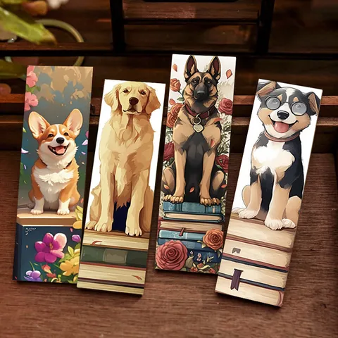Schattige Hond Lezen Papier Boekenlegger Set Decoratieve Leesmarkeringen Dieren Schrijfwaren