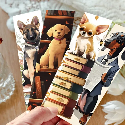 Schattige Hond Lezen Papier Boekenlegger Set Decoratieve Leesmarkeringen Dieren Schrijfwaren