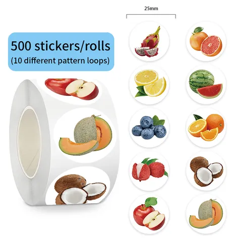 Cute Cartoon Fruit Roll Stickers Decorative Adhesive Decals For Journaling Scrapbooking DIY Notebook Diary Stationery