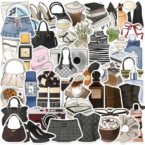 Pegatinas Decorativas de PVC Impermeables Fashion Girl Para Teléfono Portátil Guitarra Taza De Agua DIY Scrapbook Decals
