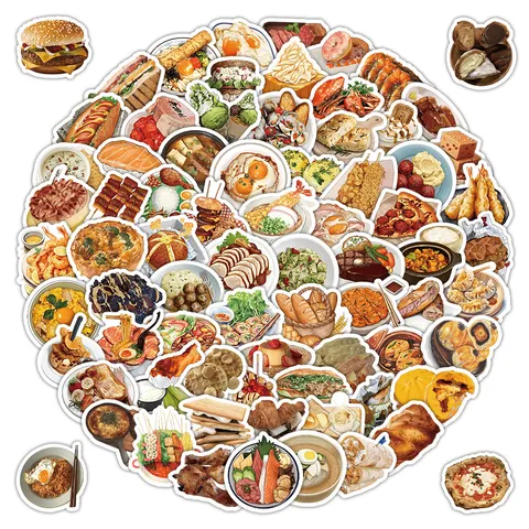 Realistic Food Stickers Cute Food Recipe Menu Decorative Stickers For Fridge Student Lunch Box Notebook Scrapbook