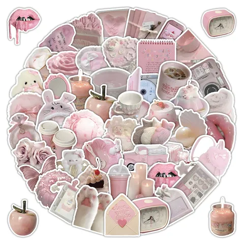 Pink Cartoon Cute Korean INS Style Graffiti Stickers Aesthetic Waterproof Decals For Journal Notebook Decoration