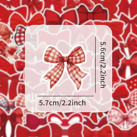 Cute Red Bow Polka Patterned Waterproof PVC Stickers For Cell Phone Notebook Journal Scrapbooking Stationery Decoration