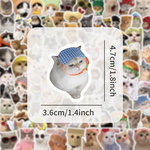 Cute Cartoon Cat Graffiti Stickers Waterproof PVC Decals For Laptop Phone Luggage Aesthetic Creative Decor