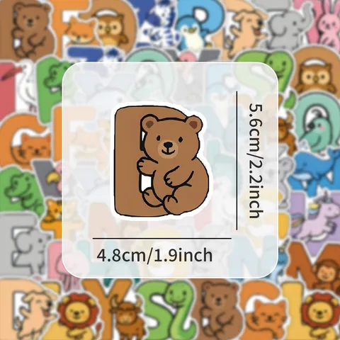 Cartoon Cute Animal English Graffiti Stickers Creative DIY Decorative Journaling Decals Waterproof PVC Decals