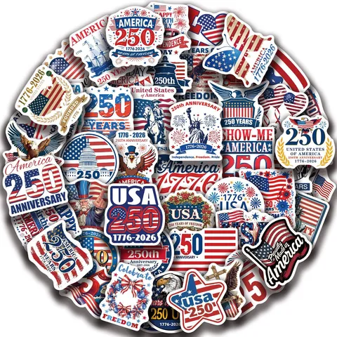 Amerikaanse Tweehonderdvijftigste Verjaardag Decoratieve Stickers Waterdichte DIY Vinyl Decals Voor Laptop Bagage Telefoon