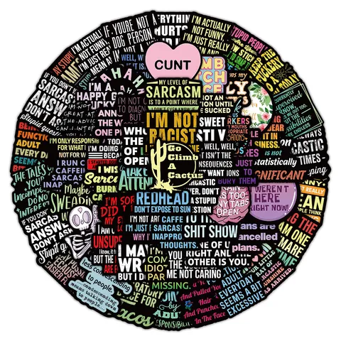 Waterproof PVC Graffiti Stickers Sarcastic Quotes Decals For Laptop Journal Notebook DIY Creative Decorative Art