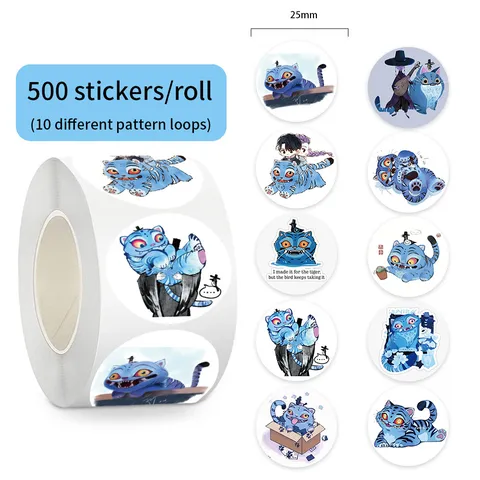 Cute Cartoon Tiger Adhesive Stickers Aesthetic Journaling Stationery Decorative Decals For DIY Scrapbook Craft Projects