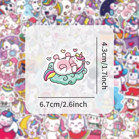 Kids Waterproof PVC Stickers Cute Unicorn Star Heart Decals For DIY Laptop Skateboard Luggage Room Decoration